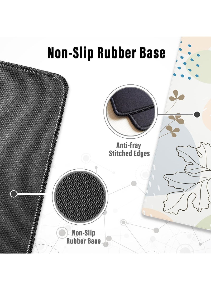 erorex - Gaming Mouse Pad with Stitched Edges, Boho Aesthetic Mouse Pad with Minimal Flower Plants, Extended XL Mousepad with Anti-Slip Base, Cute Large Mouse Pad for Desk, 31.5 x 11.8 in, Pastel - Image 1