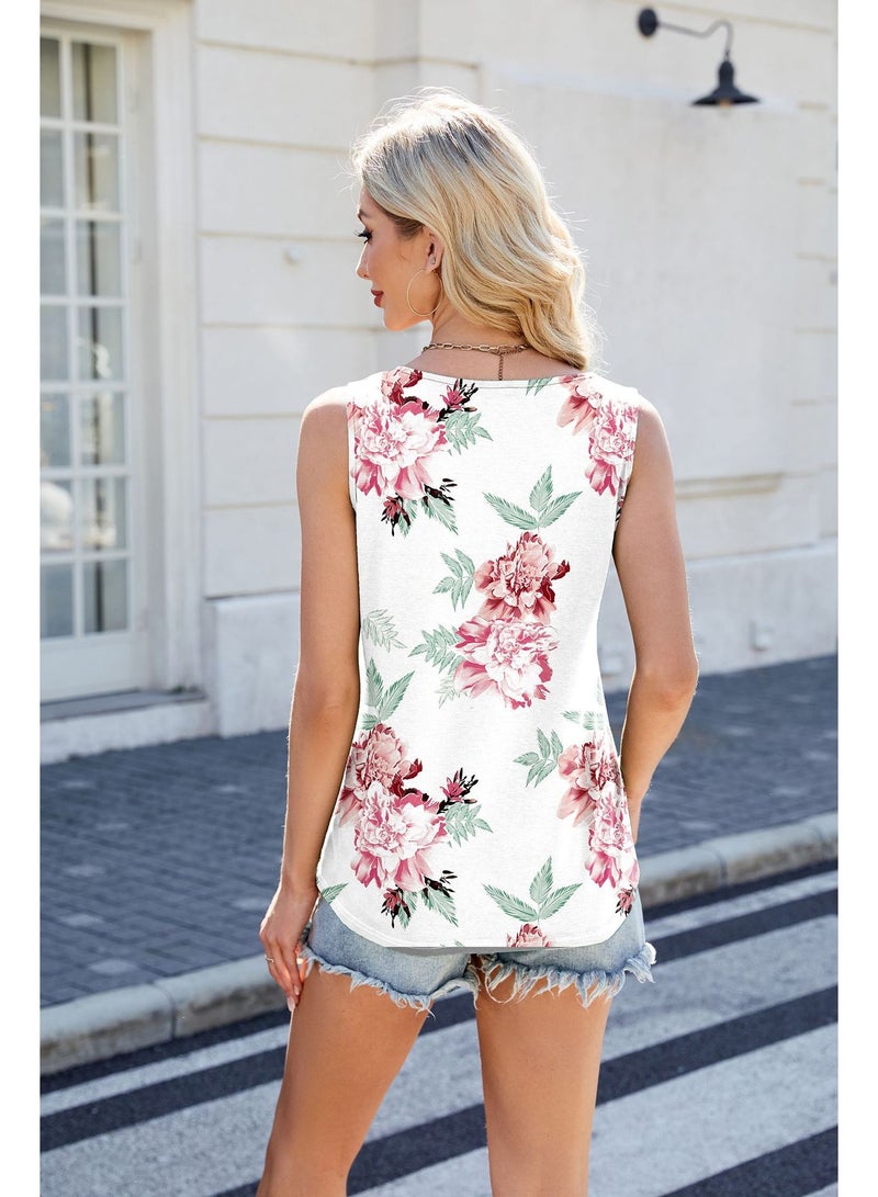 general OFEEFAN Women's Side Slit Tank Tops Flowy Sleeveless Shirts Loose Fit Scoop Neck Tops Basic Casual - Image 2