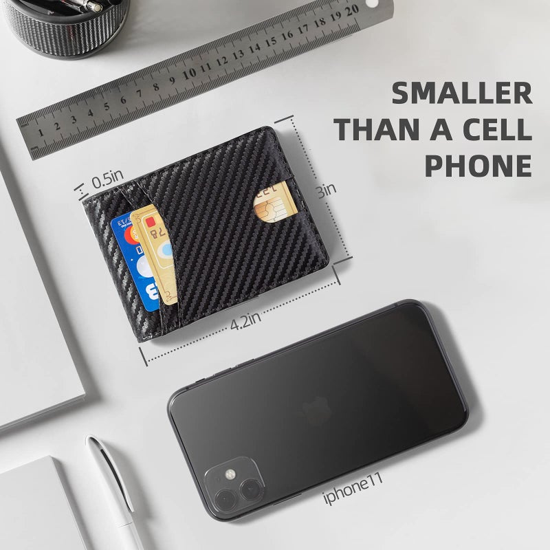 mutural Mutural Minimalist Slim Wallet for Men, Premium Leather Wallet with Money Clip, RFID Blocking Front Pocket Stylish Bifold Wallet (Black 01) - Image 5