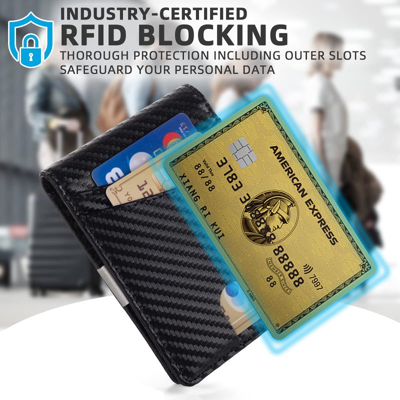mutural Mutural Minimalist Slim Wallet for Men, Premium Leather Wallet with Money Clip, RFID Blocking Front Pocket Stylish Bifold Wallet (Black 01) - Image 3