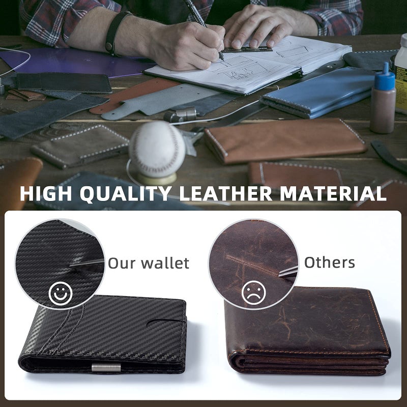 mutural Mutural Minimalist Slim Wallet for Men, Premium Leather Wallet with Money Clip, RFID Blocking Front Pocket Stylish Bifold Wallet (Black 01) - Image 4