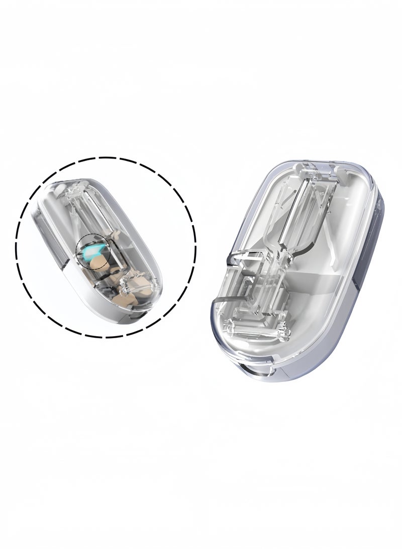 Eilimi Pill splitter, portable pill box, pill splitter for small and large pills, pill cutter with storage compartment, portable pill cutter with grinding function, suitable for travel and daily use(Transparent) - Image 1