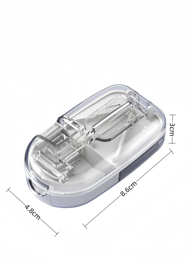 Eilimi Pill splitter, portable pill box, pill splitter for small and large pills, pill cutter with storage compartment, portable pill cutter with grinding function, suitable for travel and daily use(Transparent) - Image 5