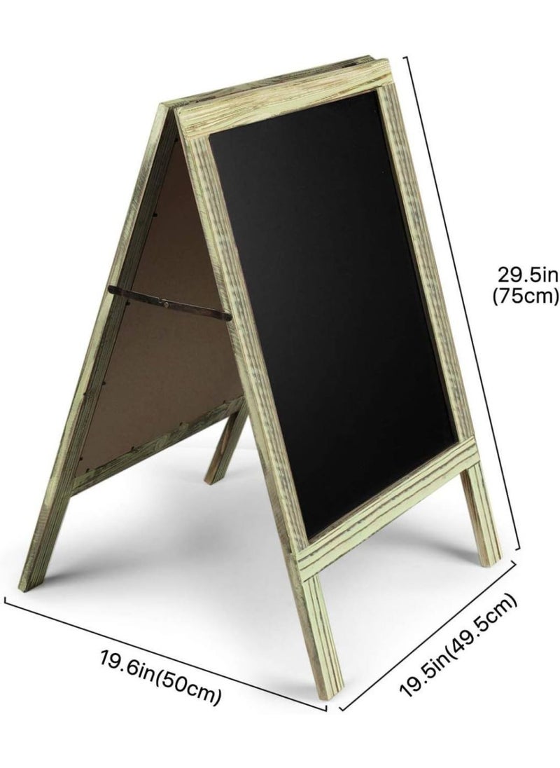 BPA - A-Frame Chalkboard Sign Rustic Wooden Sidewalk Easel Chalk Stand - Freestanding Sturdy Sandwich Board Double Sided Message Menu Display - Vintage Torched Restaurant Chalkboard for Cafe & Bar - Image 1