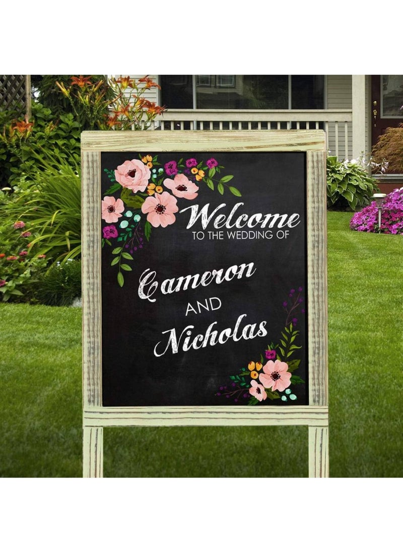 BPA - A-Frame Chalkboard Sign Rustic Wooden Sidewalk Easel Chalk Stand - Freestanding Sturdy Sandwich Board Double Sided Message Menu Display - Vintage Torched Restaurant Chalkboard for Cafe & Bar - Image 1