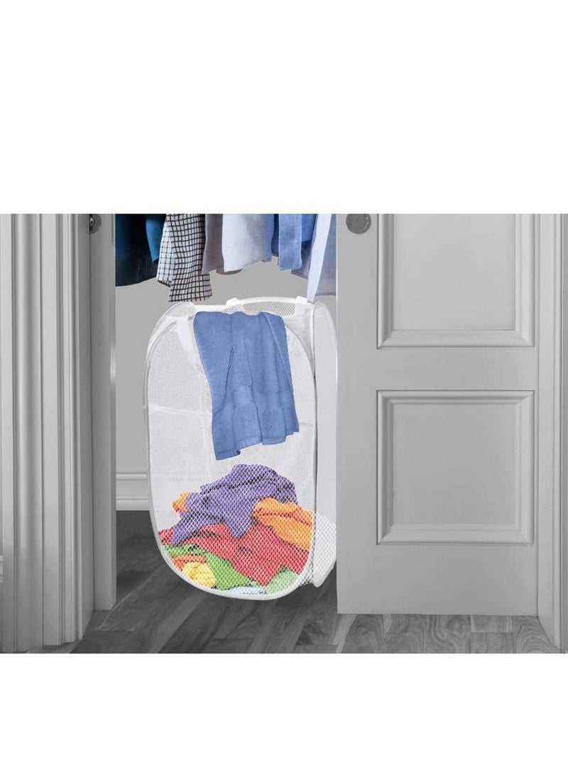 واي آند دي سلة غسيل منبثقة شبكية ، محمولة مقابض متينة قابلة للطي للتخزين وسهلة الفتح والطي الملابس المنبثقة سلال ملابس رائعة لغرفة الأطفال أو السكن الجامعي السفر - Image 2