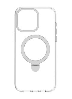 Momax Flip Magnetic Case for iPhone 15 Pro | MagSafe Compatible w/ Ring Grip and Stand, Drop & Scratch Protection w/ Raised Edges, Shock Resistant, Anti-Slip - Transparent Clear  - Image 1
