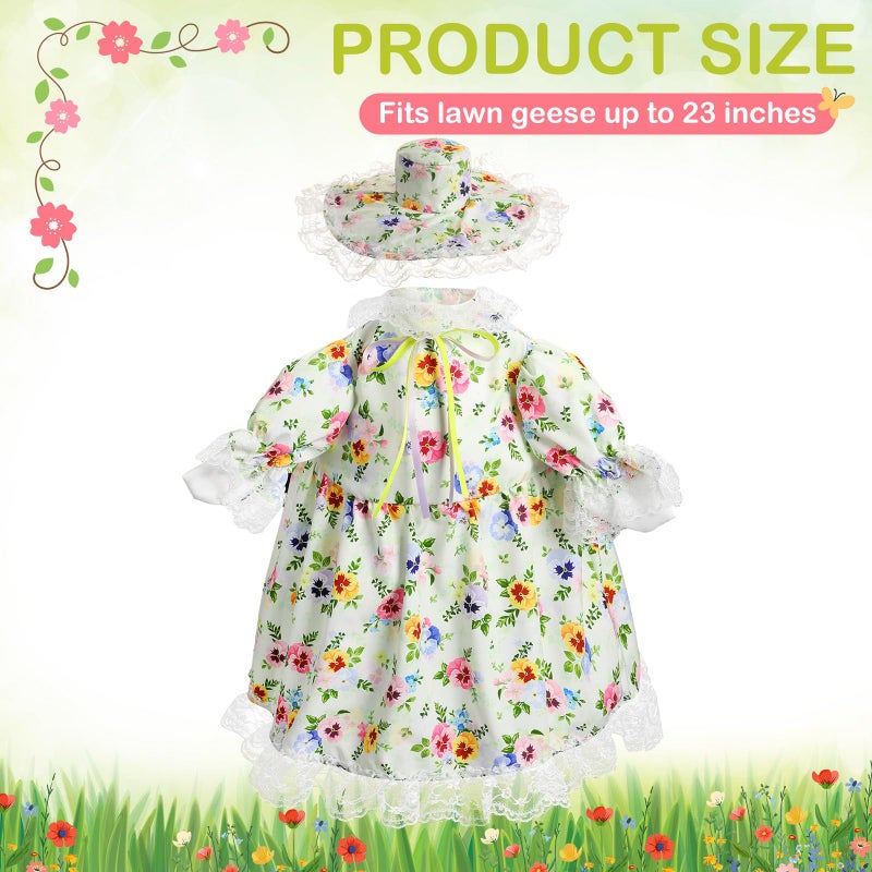 FuWeave Spring Goose Outfit Flower Porch Goose Clothes for 23" Large Statue Outdoor Patio Yard Lawn Art Decoration(Floral,23 inch) - Image 3