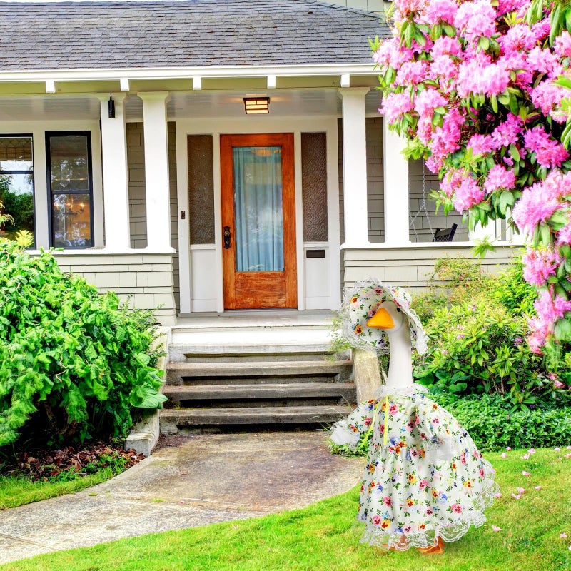 FuWeave Spring Goose Outfit Flower Porch Goose Clothes for 23" Large Statue Outdoor Patio Yard Lawn Art Decoration(Floral,23 inch) - Image 4