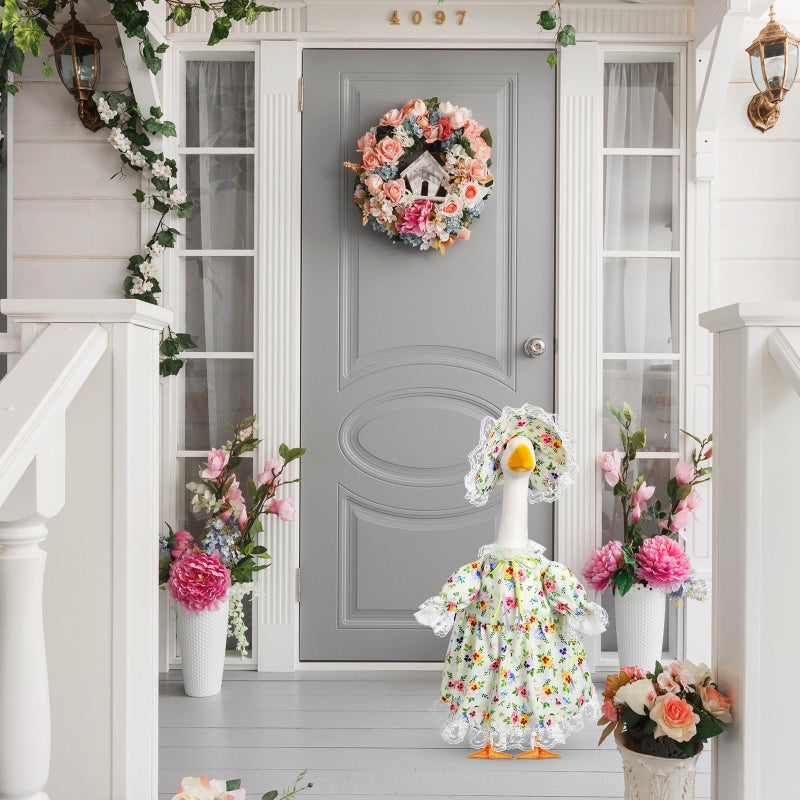 FuWeave Spring Goose Outfit Flower Porch Goose Clothes for 23" Large Statue Outdoor Patio Yard Lawn Art Decoration(Floral,23 inch) - Image 5