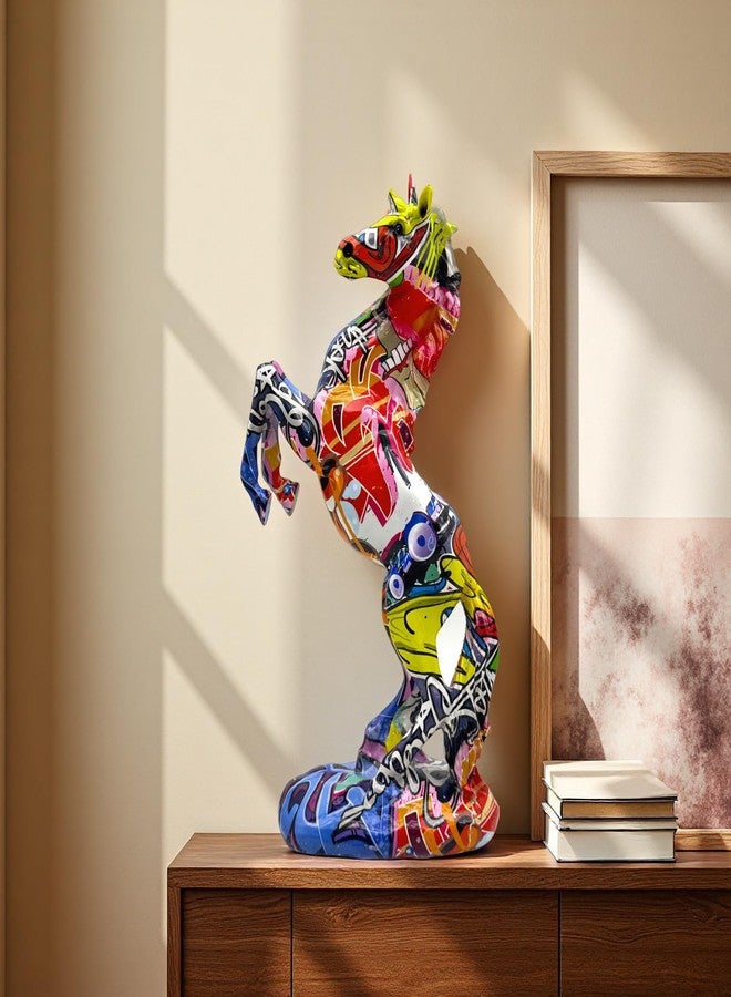 FUNSXBUG Colorful Art Horse Statue Figurines Ornament Sculpture Collectibles Home Office Living Room Desktop Display Tabletop Decoration Resin - Image 5