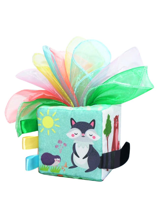 Children's Simulation Suction Tissue Box Baby Tear-free Paper-drawing Toy 1-3 Years Old Early Education Cloth Toy-Specifications:Square Tissue Box + 10 Silk Scarves (52g)  - Image 1