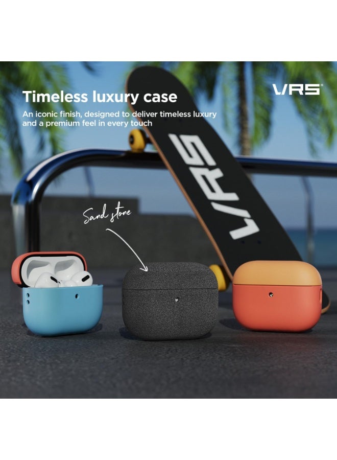 VRS Design Modern for AirPods Pro 3 Case (3rd Generation) Shockproof Protective cover with Leather Strap (2025) - Sand Stone Gray - Image 4