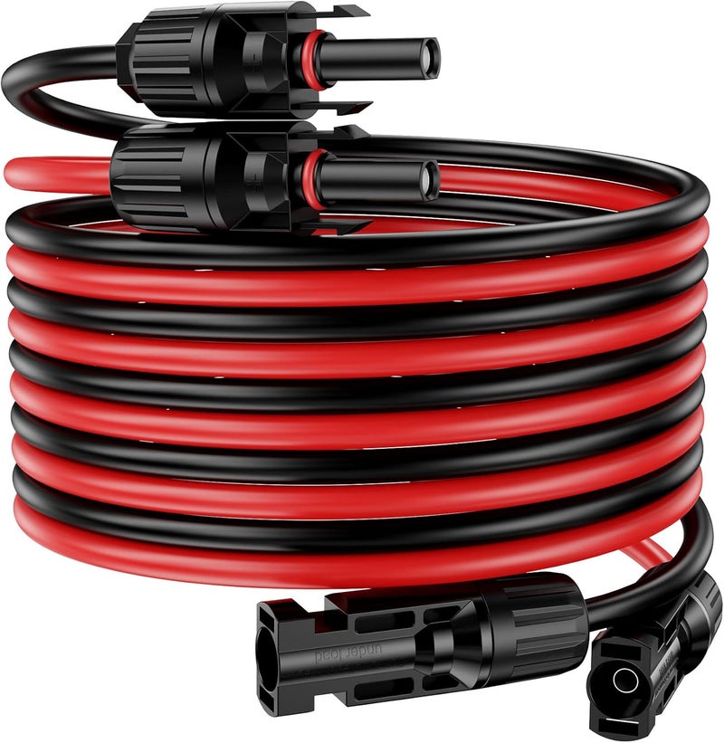 OWINUSTECH 39Ft Solar Cable Solar Extension Cable,10AWG Solar Panel ExtensionCable with Female and Male Connectors,Waterproof Solar ExtensionCable Kit (Red and Black). - Image 1