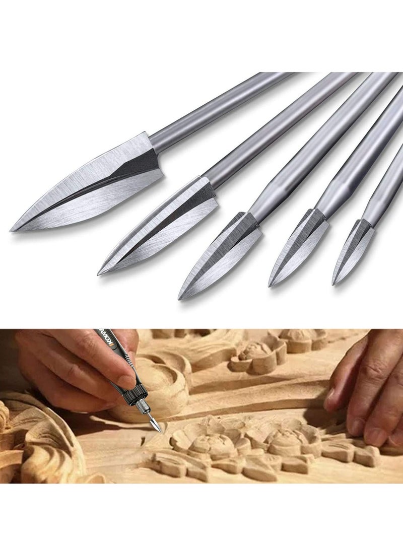 KASTWAVE Wood Carving Drill and Wood Carving Tools Universal Accessories, White Steel Bit Rotary Grinding Tool for Wood Crafts, DIY, Carving, Wood Carving, Drilling 5 Pcs  - Image 1