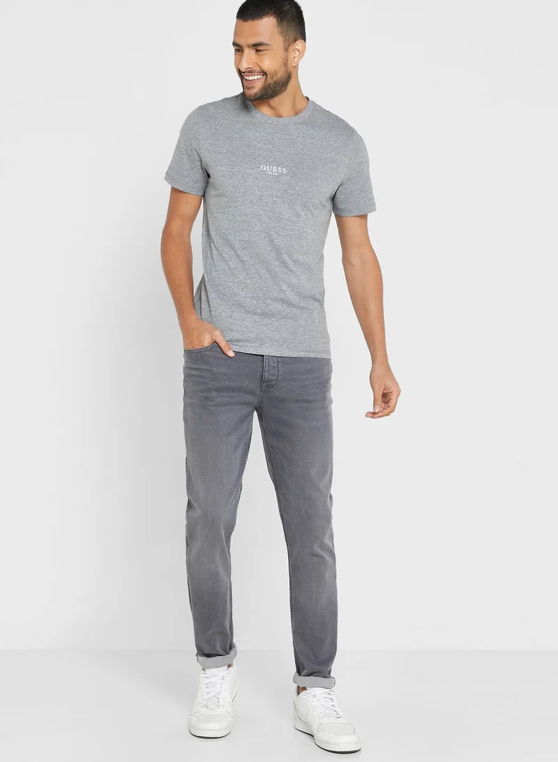 GUESS Logo Printed Crew Neck T-Shirt