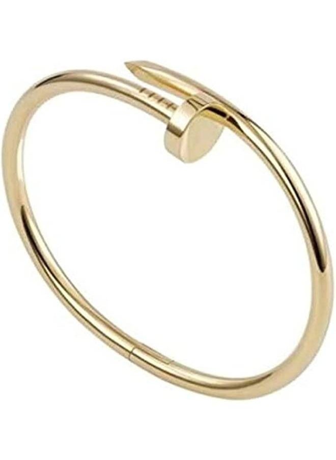 Generic - Designer Inspired Pleated Golden Titanium Steel Nail Cuff Bangle - Image 1