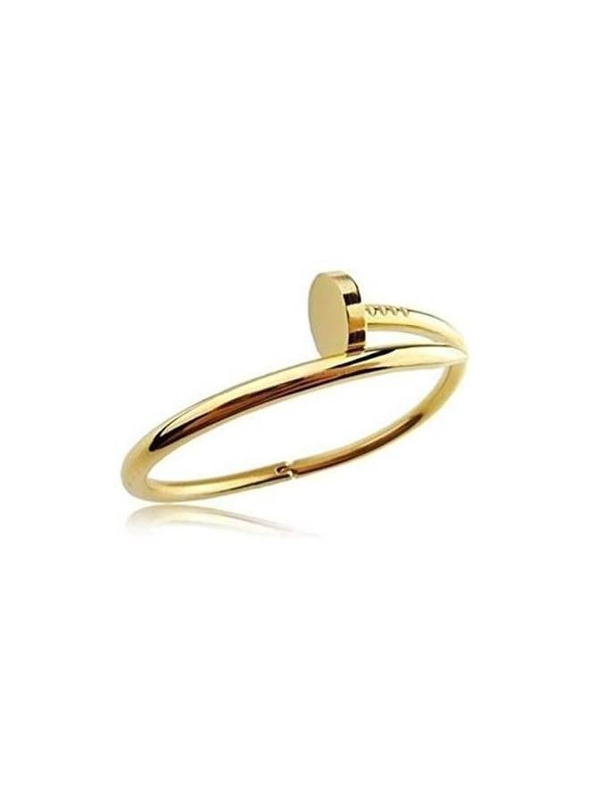 Generic - Designer Inspired Pleated Golden Titanium Steel Nail Cuff Bangle - Image 1