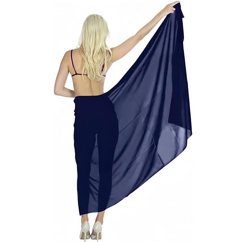 Solid Color Beach Blouse Skirt Chiffon Beach Wrap Skirt Bikini Swimsuit Skirt - Image 1
