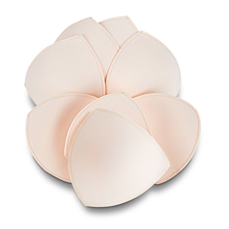 SERMICLE Bra Inserts 4 Pairs, Bra Pads Sewed Stitched Removable for Sports Bra B/C,C/D & D/E Cup Optional (Beige Triangle, B/C Cup) - Image 1