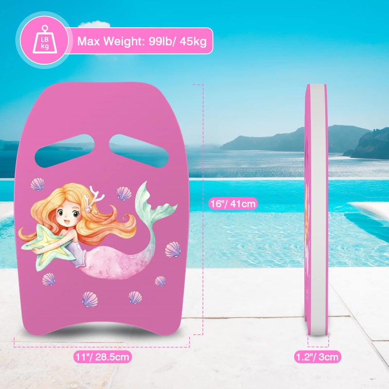MoKo Swim Kickboard, Cartoon Mermaids Swimming Training Kick Board Pool Exercise Equipment Promote Natural Swimming Position Water Fun Tool for Kids, Star Mermaid Pink - Image 5