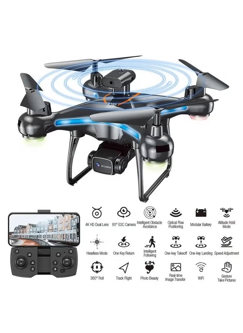 ELTRAZONE - F192 Drone with HD Camera – 90° Remote ESC Camera, Optical Flow Positioning, Handless Mode, Altitude Mode, 360° Flip, WiFi Connectivity, One Key Return, Obstacle Avoidance, LED Lights – Mini Multifunctional Drone - Image 1