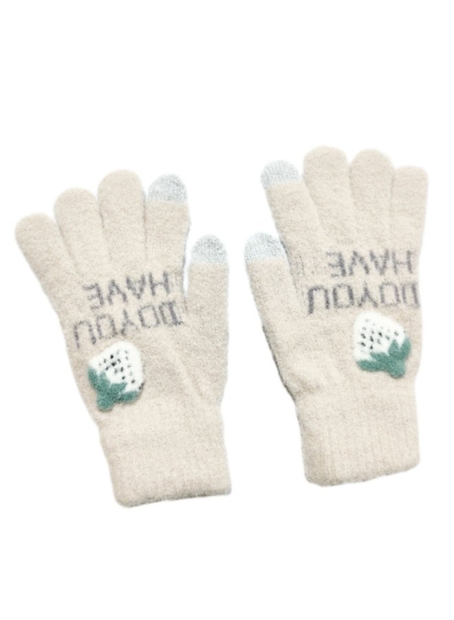 Mobile touch fingers wool winter gloves - Image 1