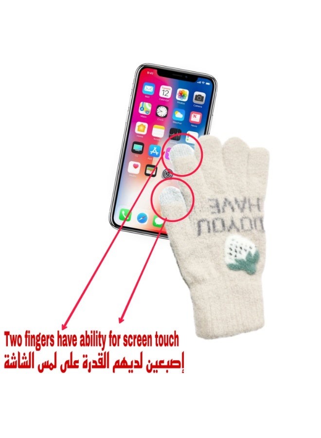 Mobile touch fingers wool winter gloves - Image 2