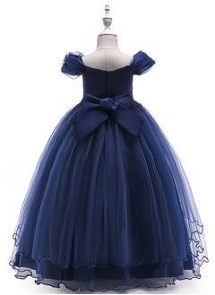 Best Gift Fashion Kid Long Dress For Birthday Wedding Party Blue Color  - Image 3