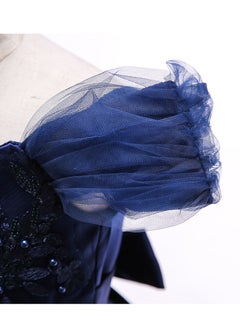 Best Gift Fashion Kid Long Dress For Birthday Wedding Party Blue Color  - Image 5