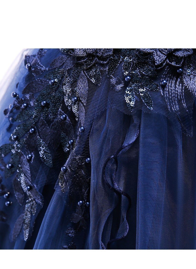 Best Gift Fashion Kid Long Dress For Birthday Wedding Party Blue Color  - Image 4