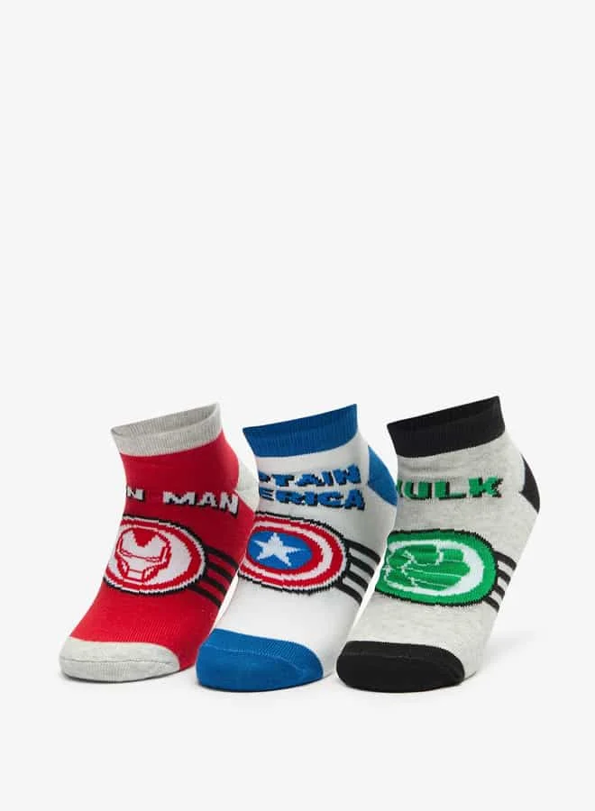 مارفل Boys Marvel Avengers Print Ankle Length Socks - Set of 3