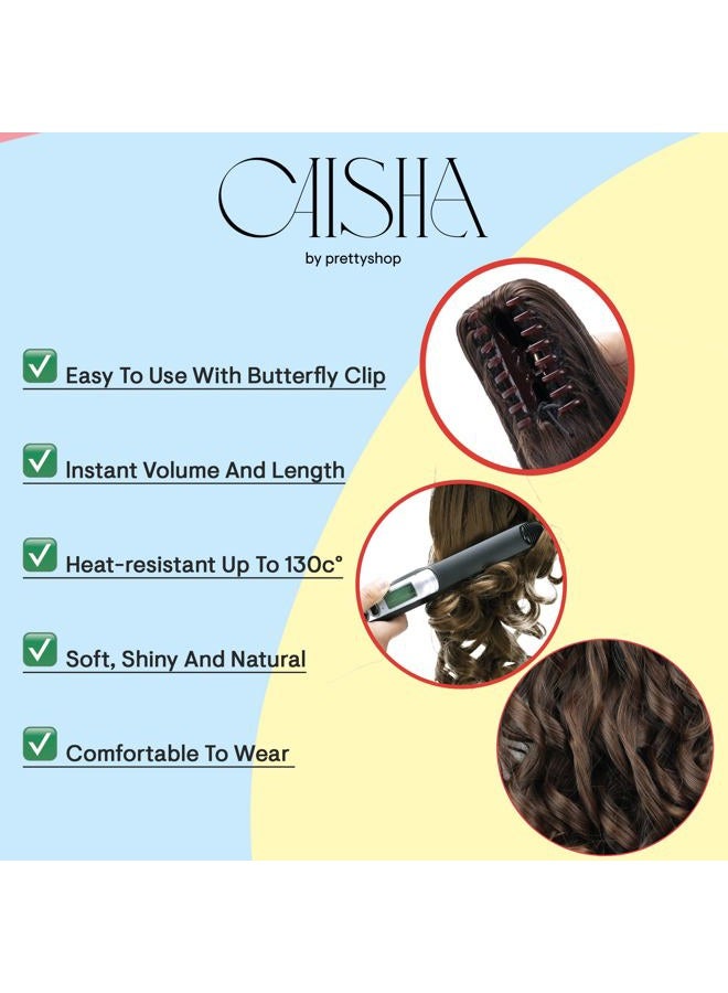 CAISHA by PRETTYSHOP 14" Natural Wavy Ponytail With Butterfly Clip Hairpiece Heat-resistant Synthetic Fibres Brown Mix H128 - Image 5