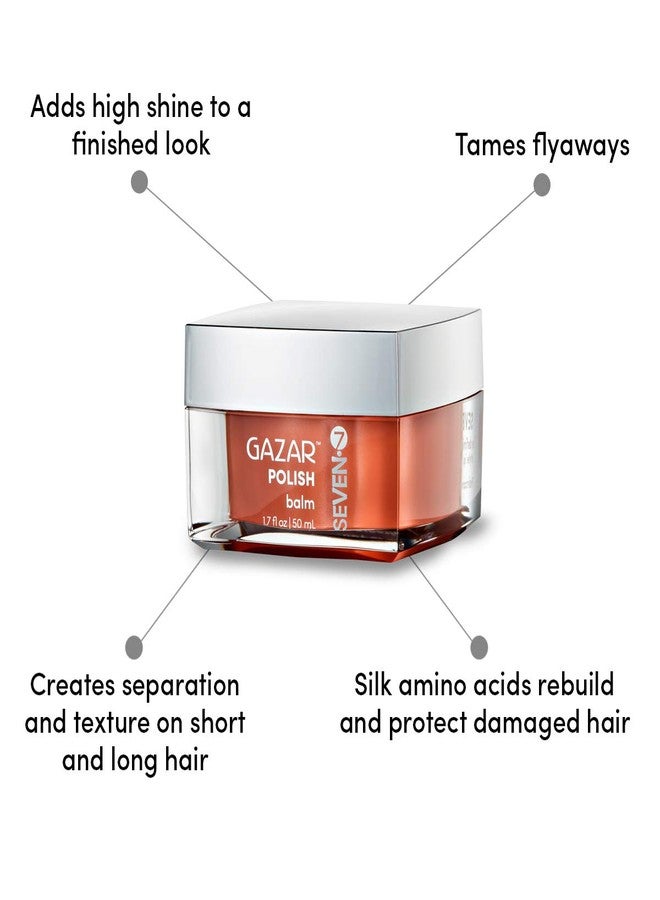 Seven علاج لمعة الشعر البولندي SEVEN GAZAR للنساء والرجال، منتجات الشعر المجعد بلسم ضفائر ومراهم وكريم تصفيف جل مع التحكم في التجاعيد مع الأحماض الأمينية، صنع في الولايات المتحدة، 1.7 أونصة - Image 3