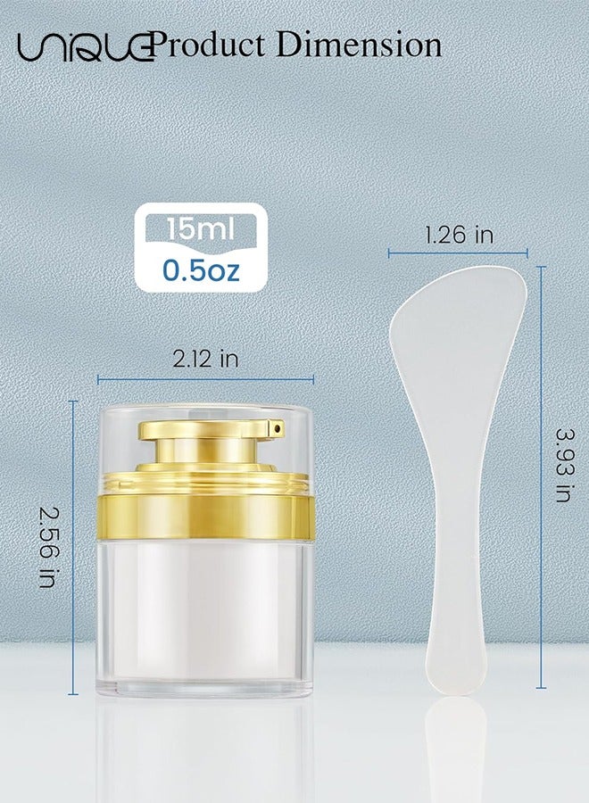 Unique 2 Pcs Cosmetic Jar Cream Jar 50 ML, Travel LeakProof Airless Pump Jars, Refillable Vacuum Cosmetic Containers for Cream Lotion Skincare Toiletries (Gold+White) - Image 2