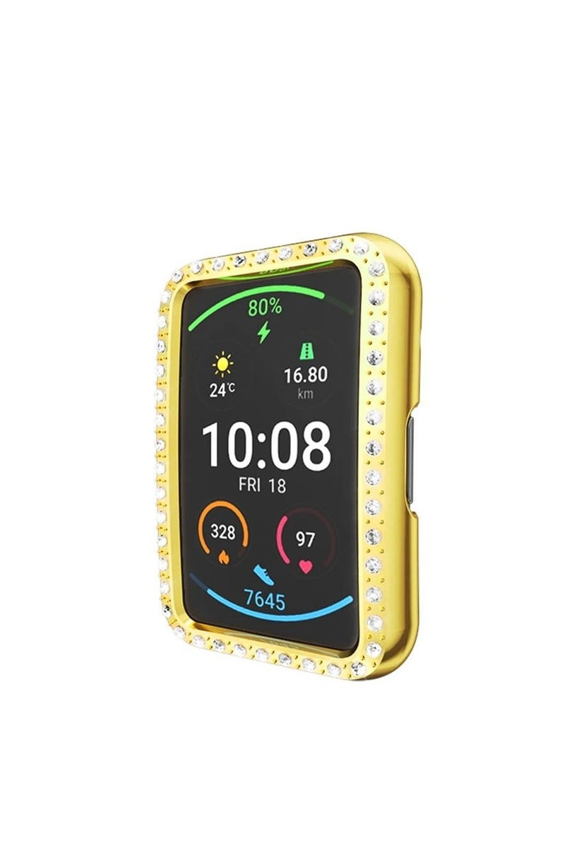Cover Bling Case Compatible With Huawei Watch Fit 3, Hard PC Frame With Out Screen Only Frame Case, Crystal Diamonds Bumper Cover for Women Girls, Slim Protective (Gold) - Image 1