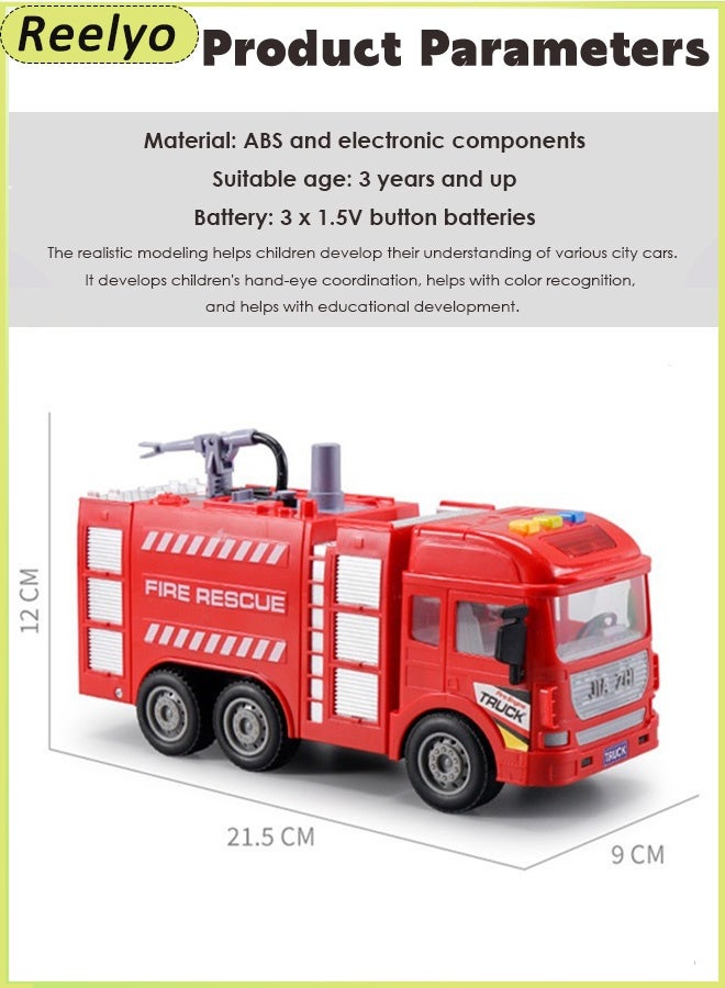 ريليو ألعاب شاحنة إطفاء للأطفال، نموذج شاحنة إطفاء كبيرة، سيارة بالقصور الذاتي للأولاد والبنات من سن 3 و4 و5 و6 سنوات فما فوق، مركبات بقوة احتكاك مع مضخة مياه، وإمكانية تخزين المياه والرش، مجموعات هدايا محاكاة واقعية مع صوت وضوء، سهلة التشغيل لعشاق رجال الإطفاء الصغار | سيارة مدينة بالقصور الذاتي متعددة الوظائف ABS هدية لأعياد الميلاد والعطلات لتنمية التفكير والإدراك - Image 2