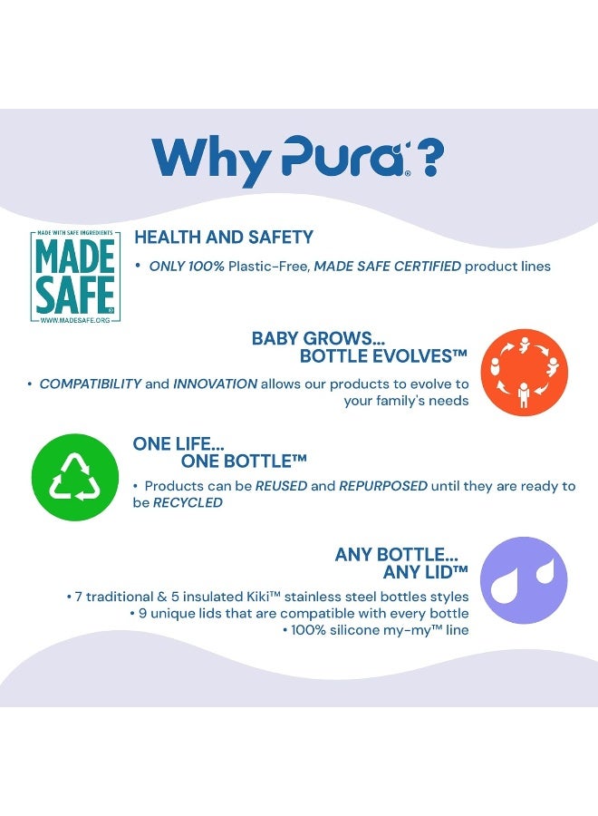 Pura Kiki 5oz/150ml Stainless Steel Anti-Colic Infant Bottle w/Silicone Natural Vent & Sleeve, 100% Plastic-Free, MadeSafe Certified, Medical-Grade Silicone - Rose Sleeve - Image 3