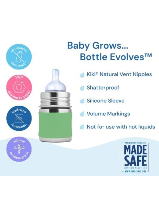 Pura Kiki 5oz/150ml Stainless Steel Anti-Colic Infant Bottle w/Silicone Natural Vent & Sleeve, 100% Plastic-Free, MadeSafe Certified, Medical-Grade Silicone - Rose Sleeve - Image 4