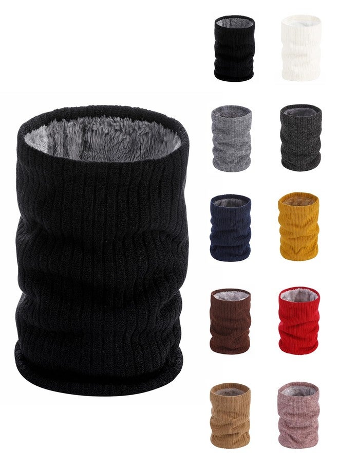 Pukavt Winter Knitted Neck Gaiter,Men Women Neck Warmer Windproof Ski Face Scarf for Cold Weather Outdoor Sports-Wide Ribbed Black - Image 1