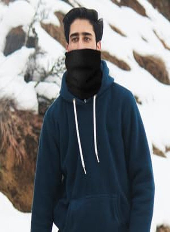 Pukavt Winter Knitted Neck Gaiter,Men Women Neck Warmer Windproof Ski Face Scarf for Cold Weather Outdoor Sports-Wide Ribbed Black - Image 4