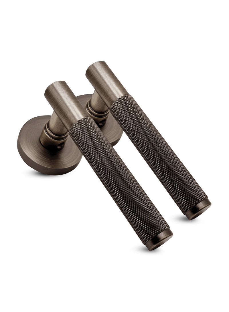 CINCINNO Levitas/A Premium Anti-Rust Aluminum Door Handle Pair , Salt Spray Tested, 2-Year Color & 5-Year Mechanical Warranty (Dark Antique Brass) - Image 1