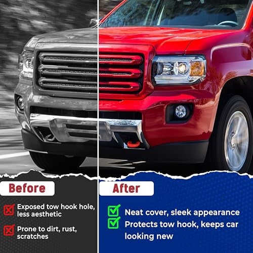 MITANLUXI Tow Hook Covers Compatible with Chevy Colorado Trailboss 2015-2026 & GMC Canyon 2015 2016 2017 2018 2019 2020 2021 2022 Accessories (Not Fit 2023-2026 Colorado Z71 ZR2)-Upgrade Design, Silicone Rubber - Image 3