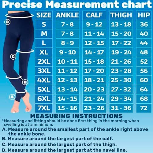 ABSOLUTE SUPPORT Compression Leggings for Women 20-30mmHg - Footles High Waist Compression Tights for Circulation during Pregnancy, Sports, Workout, Running - Navy, Medium - A717NV2 - Image 3