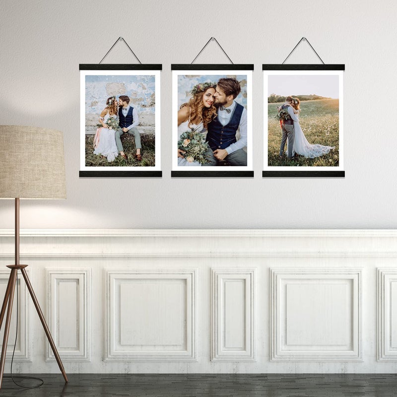 Magnetic Poster Hanger Frame In black 3 pack  10x18 10x16 10x12 Poster Frame Wooden Magnetic Hanging Kit for Walls Map Canvas Artwork  - Image 3