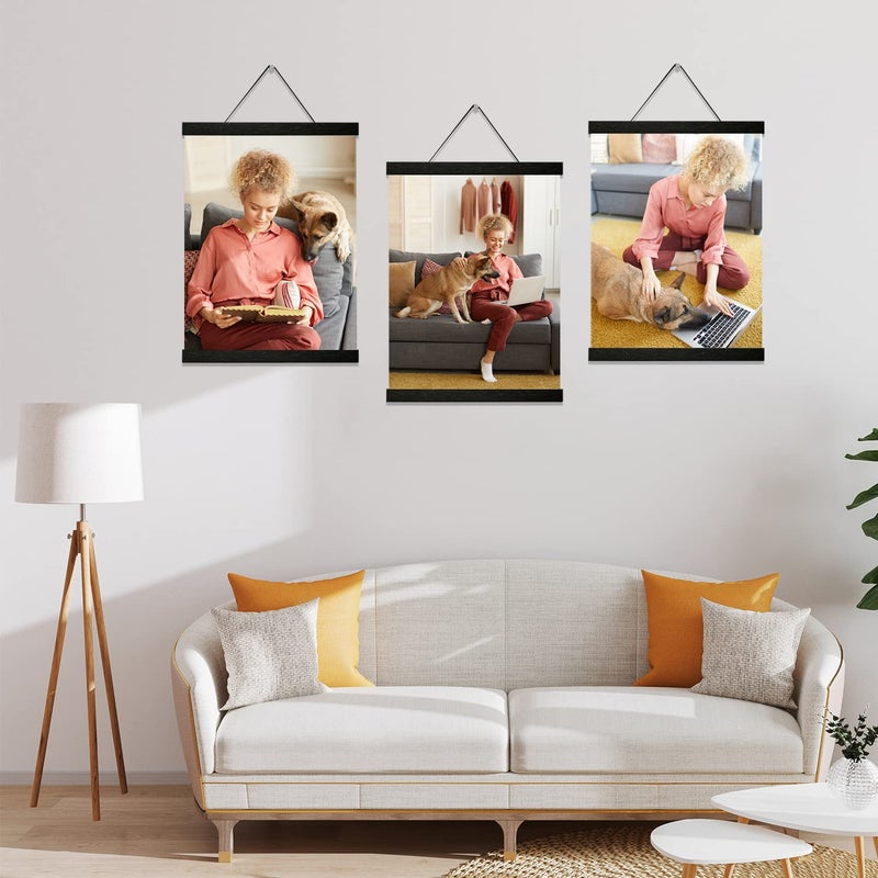 Magnetic Poster Hanger Frame In black 3 pack  10x18 10x16 10x12 Poster Frame Wooden Magnetic Hanging Kit for Walls Map Canvas Artwork  - Image 2