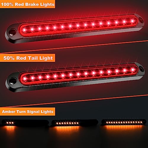 FOUFLY 4PCS 12V24V 30 LED Tail Lights Red Yellow Trailer Brake Light Turn Signal Trailer Sequential Identification Light Waterproof Tail Light Bar for Truck Pickup Golf Cart Marine Boats - Image 3