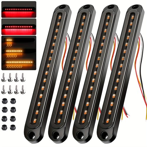 FOUFLY 4PCS 12V24V 30 LED Tail Lights Red Yellow Trailer Brake Light Turn Signal Trailer Sequential Identification Light Waterproof Tail Light Bar for Truck Pickup Golf Cart Marine Boats - Image 1