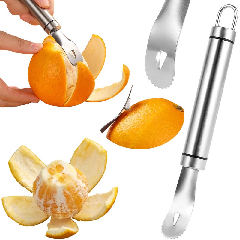 GZMAISULEE Stainless Steel Orange Peeler Easy and Quick Peeling Long Handle Orange Citrus Peeler Tool Triangle Shovel and Serrated Shovel Orange Peeler Creative Kitchen Gadgets - Image 1