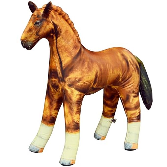 Jet Creations Horse Inflatable 38" L x 30" H  Golden Brown Blow Up Animal Toy, Gift for Kids Ages 3+  Western Party, Thanksgiving & Christmas Decorations, Winter Holiday Home Decor, Photo Prop, 1 PC - Image 1